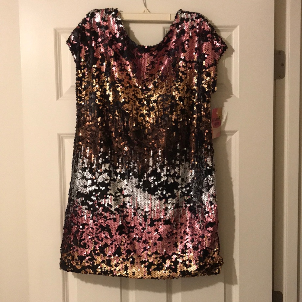 Women's Multicolor Sequin Cap Sleeve Top
